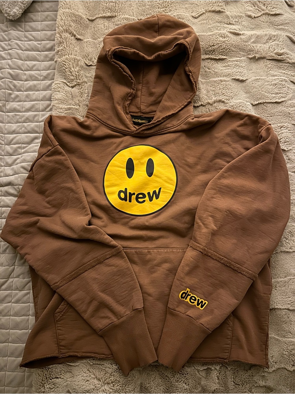 DREW brown smiley-logo hoodie - unisex